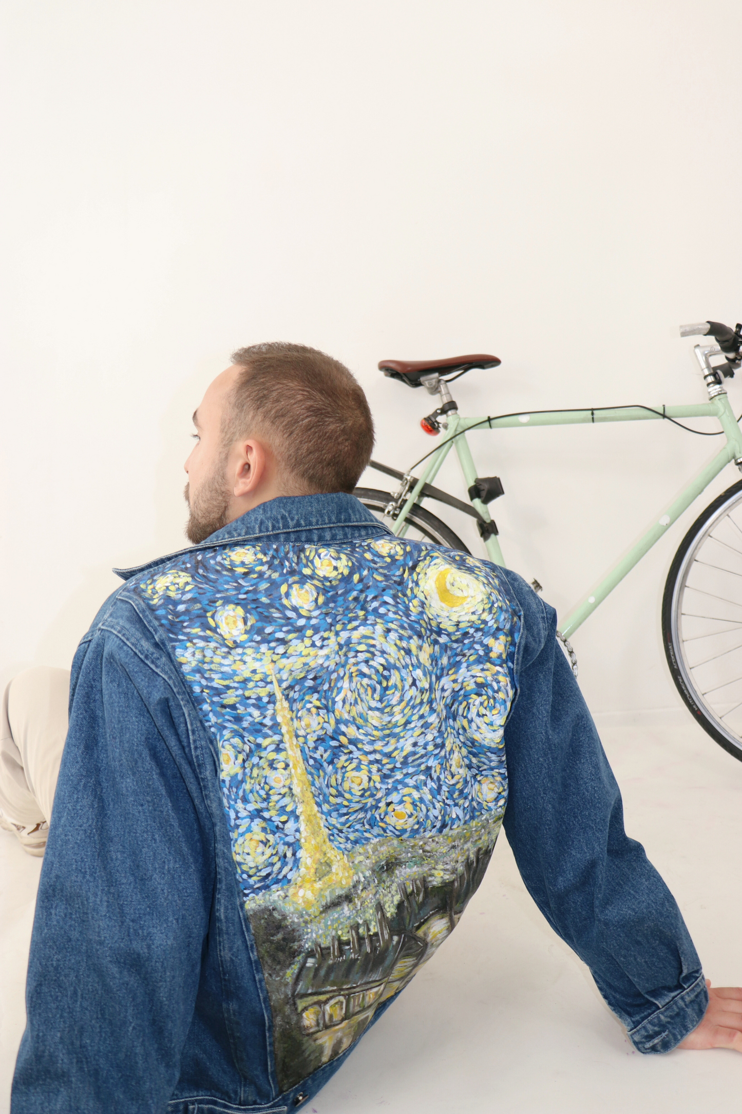 Veste en jean "Nuit étoilée à Paris"