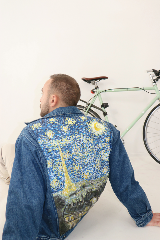 Veste en jean "Nuit étoilée à Paris"