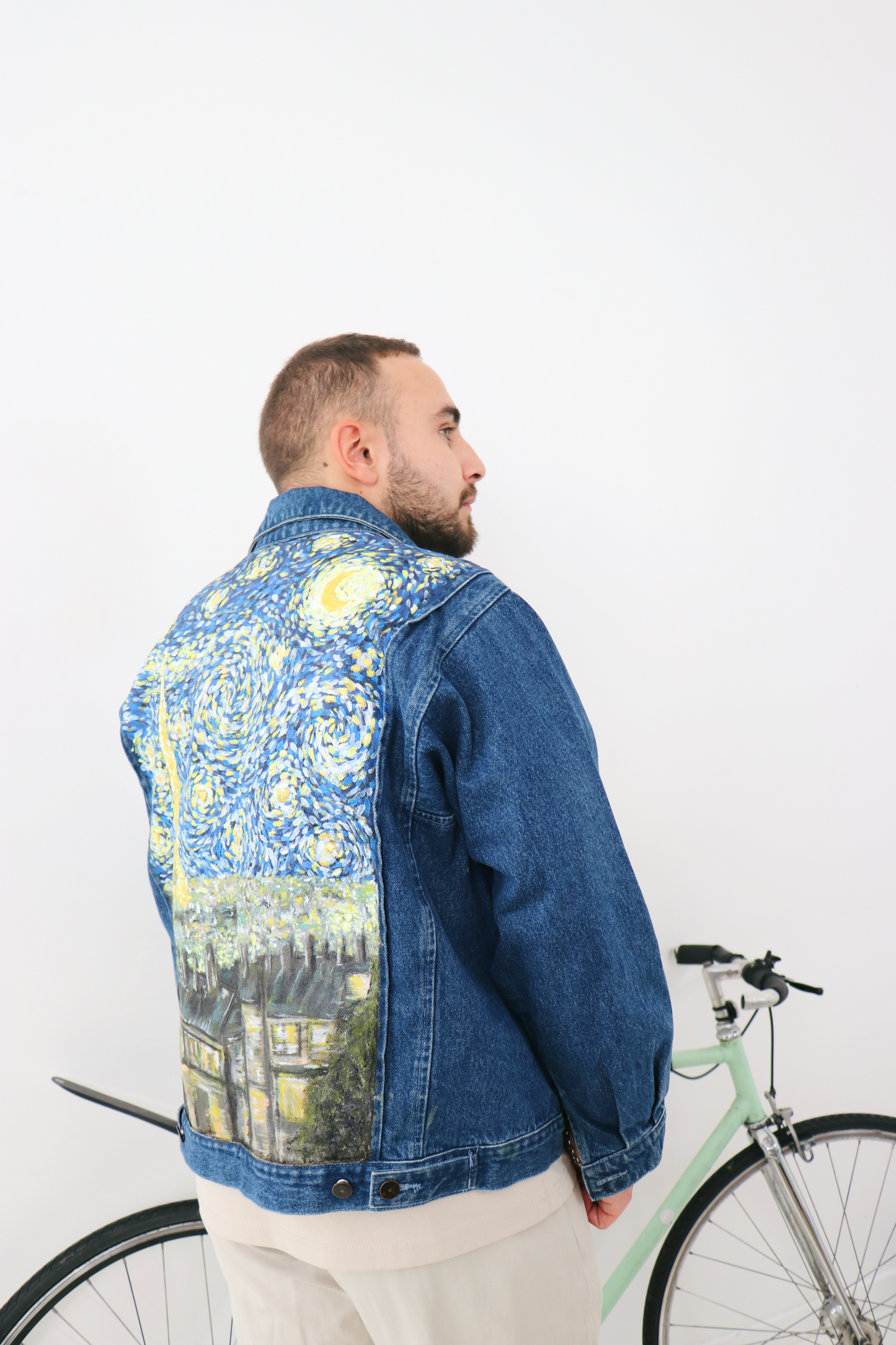 Veste en jean "Nuit étoilée à Paris"