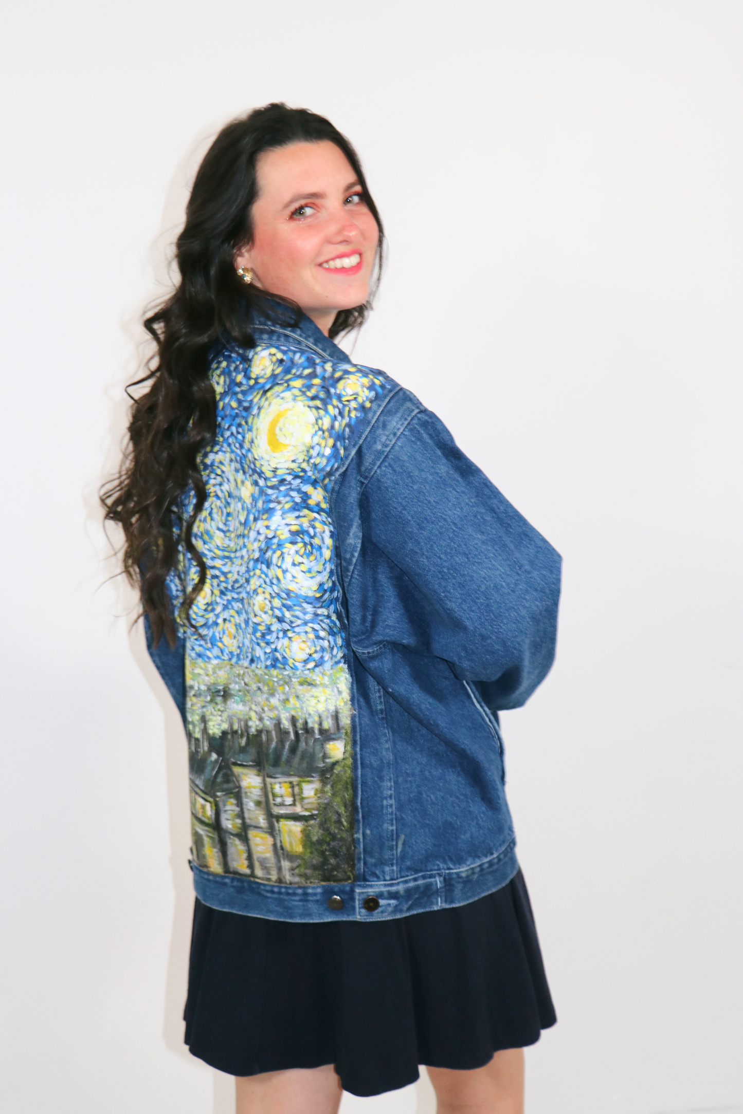 Veste en jean "Nuit étoilée à Paris"
