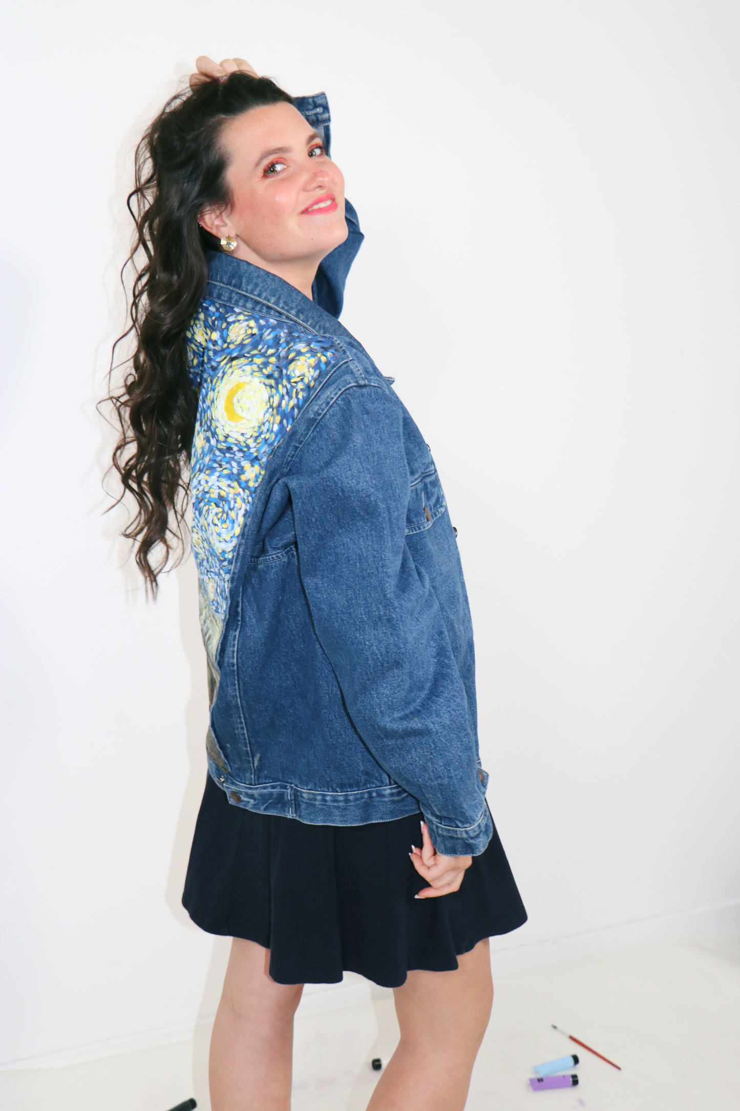 Veste en jean "Nuit étoilée à Paris"