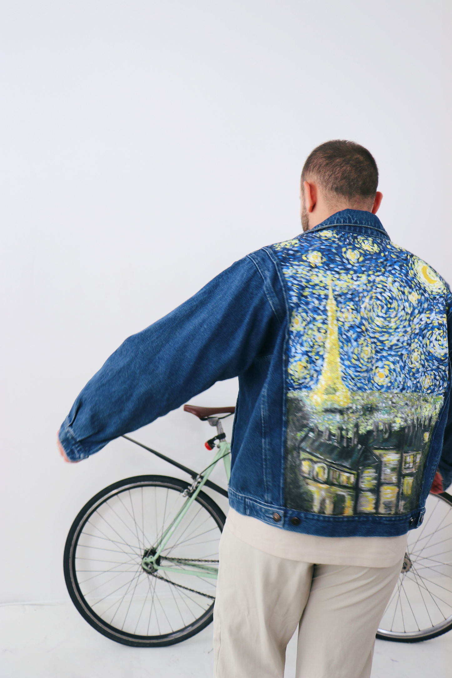Veste en jean "Nuit étoilée à Paris"